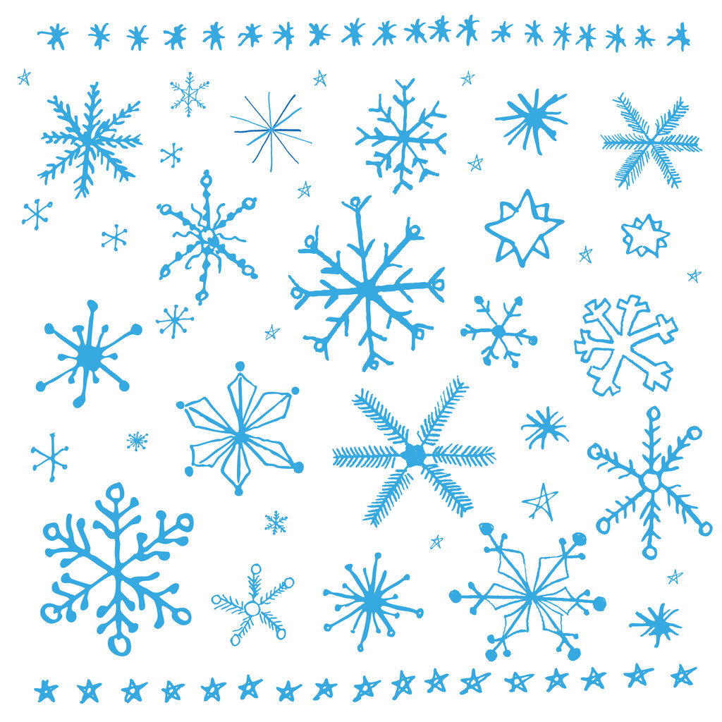雪花涂鸦集。矢量.